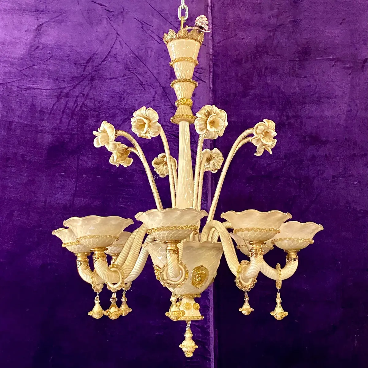 Gorgeous Gold Antique Murano Chandelier - Sold 1