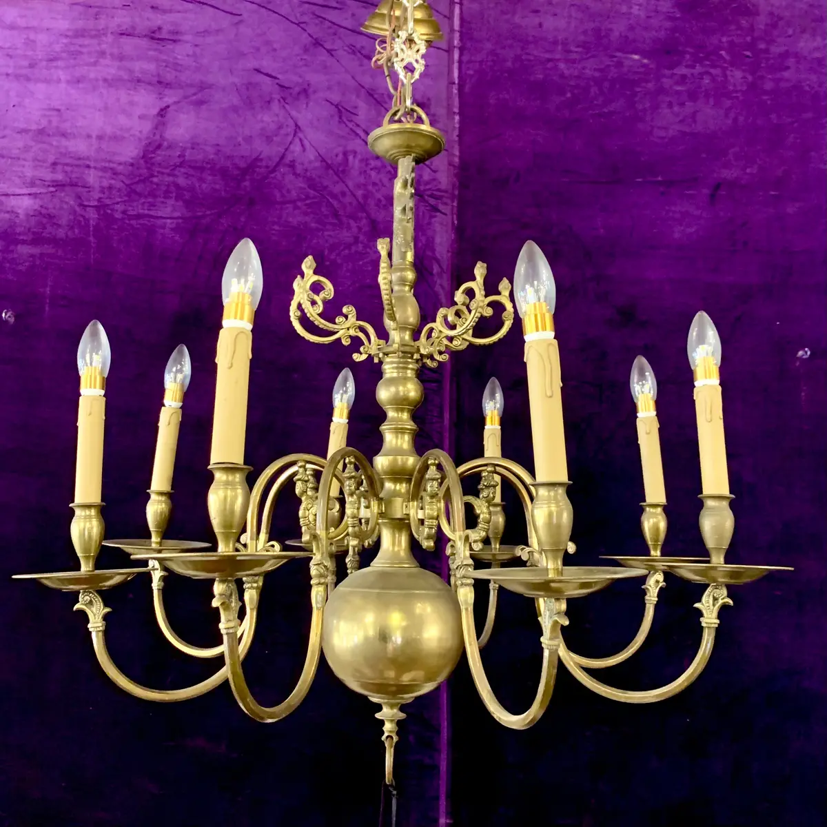 Grand Antique Brass  Flemish Chandelier - Sold 1