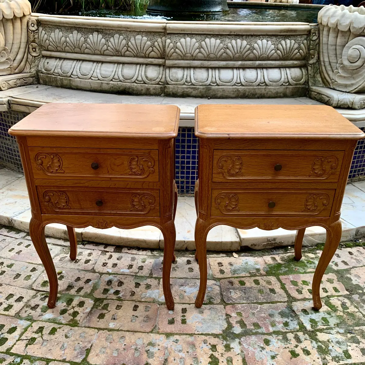 Pair Of Antique Oak Bedside Pedestals - Sold 1
