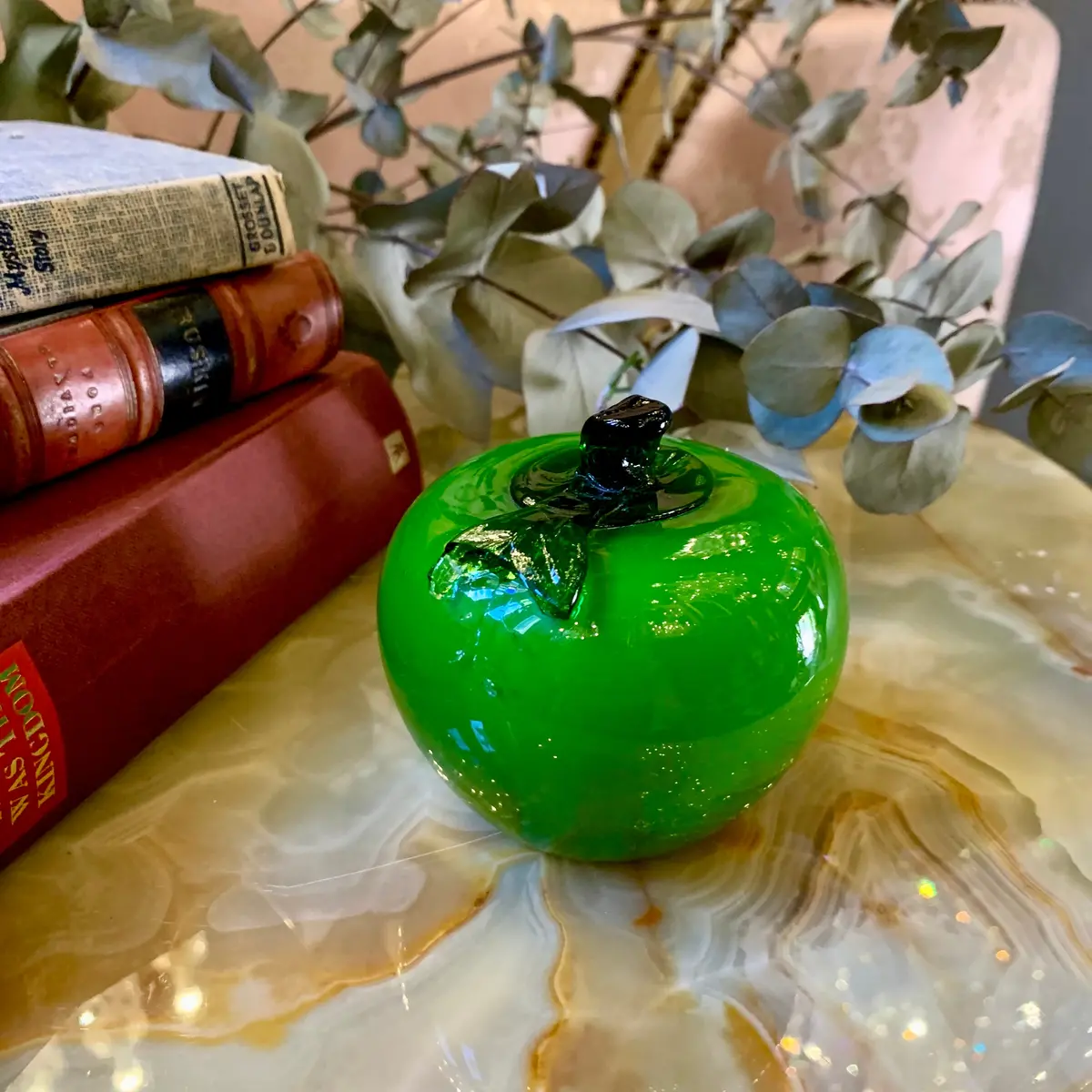Pair Of Green Apple And Pear Murano Ornament 2