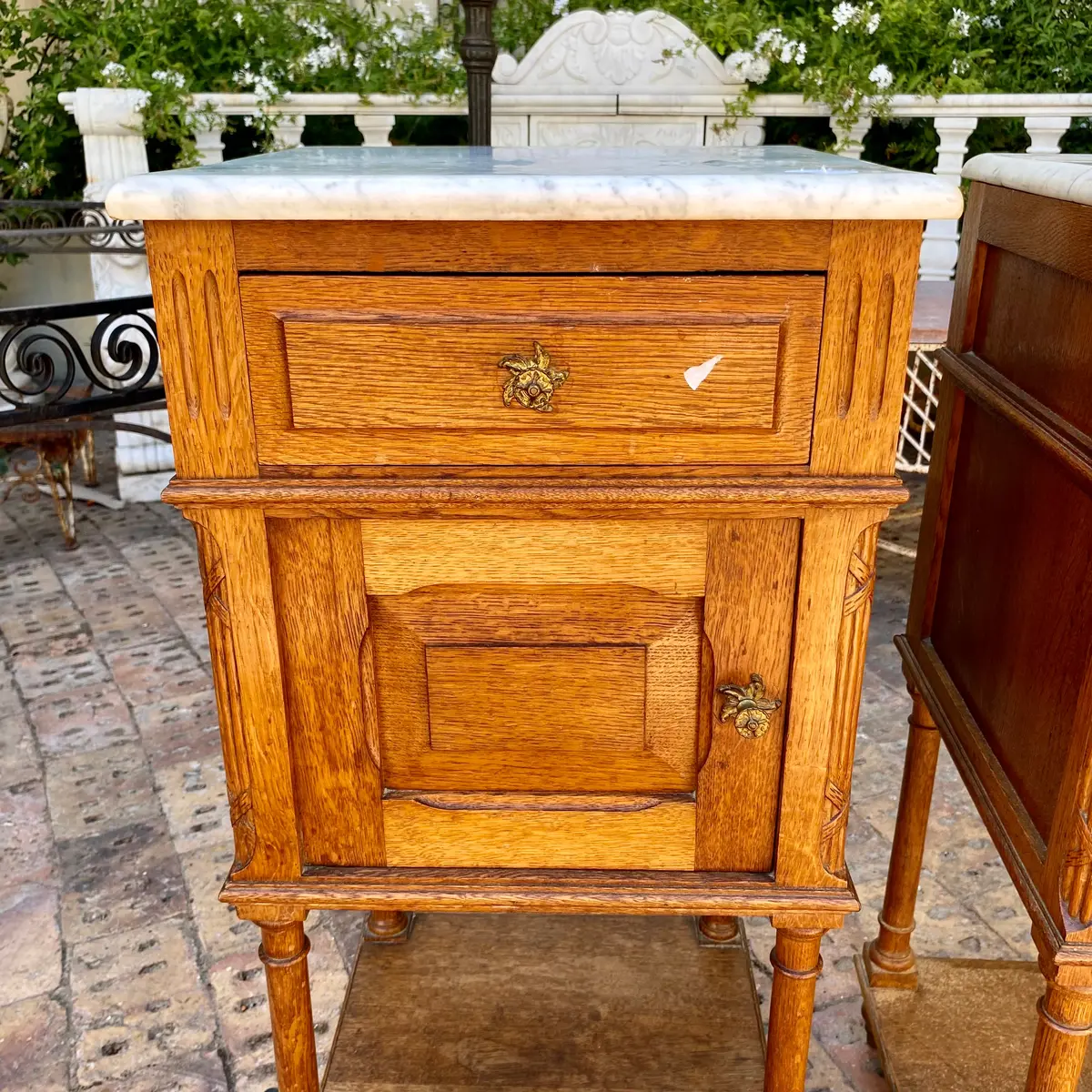 Pair Of Antique Oak Bedside Pedestals - Sold 2