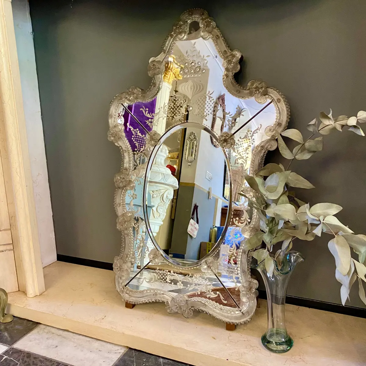 Vintage Venetian Glass Mirror - Sold 2