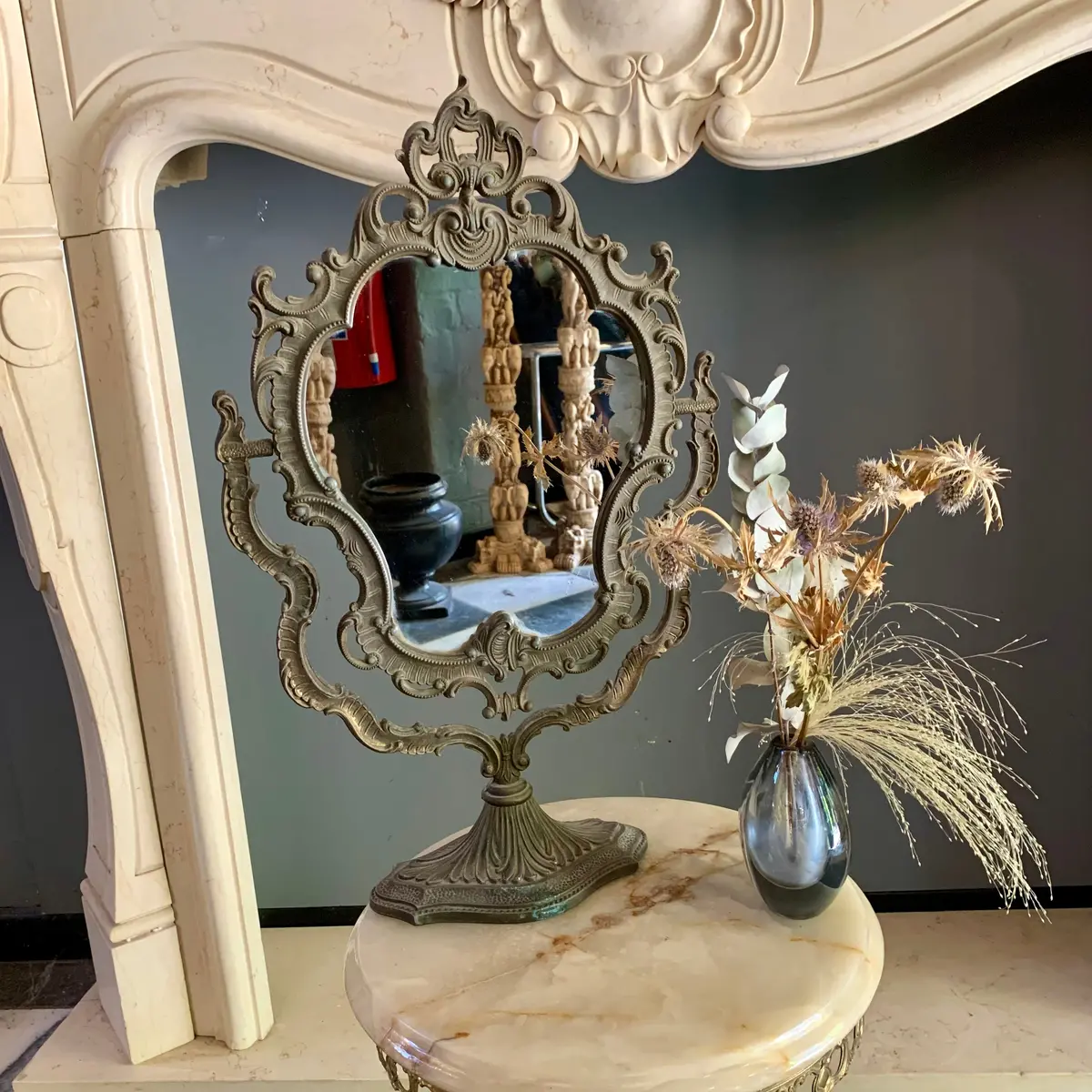 Antique Brass Cheval Vanity Mirror - Sold 1