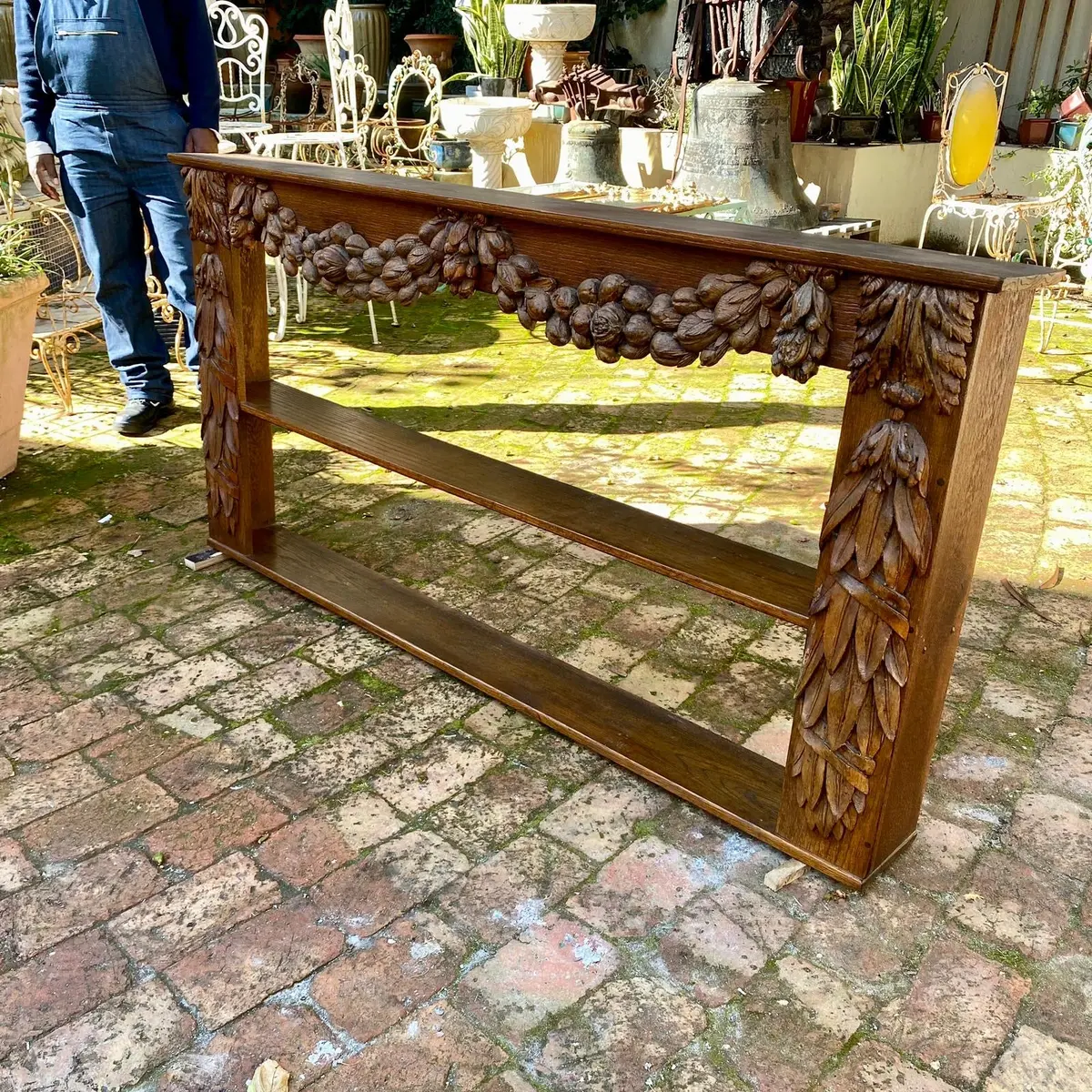Antique French Oak Shelf With Carved Vines - Sold 1