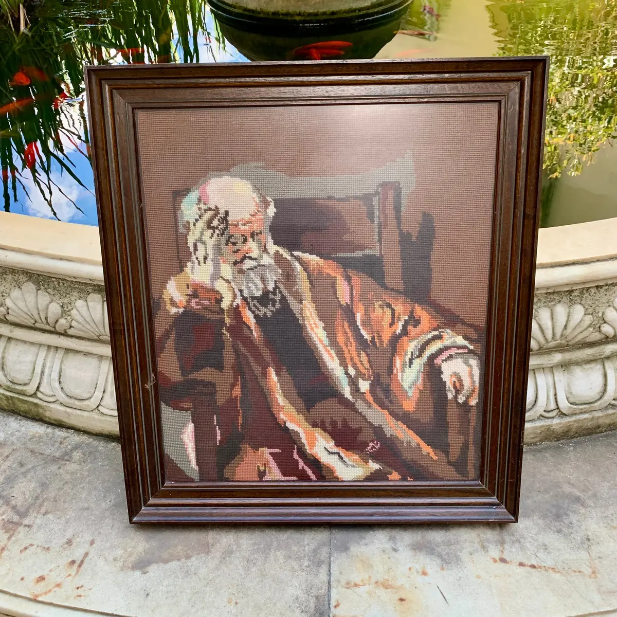 Antique Cross Stitch Framed Art Work 1