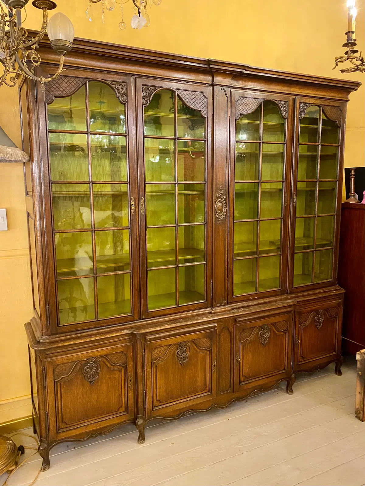 Antique French Oak Provencal Bookcase With Snails Feet - Sold 1