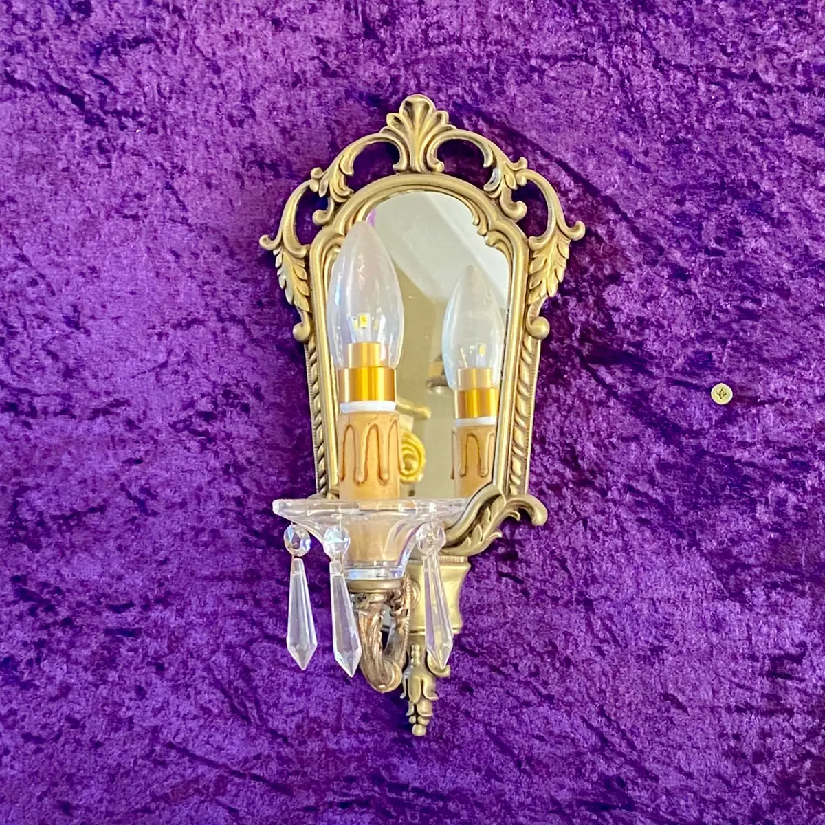 Antique Brass Mirrored Wall Sconce - Sold 1