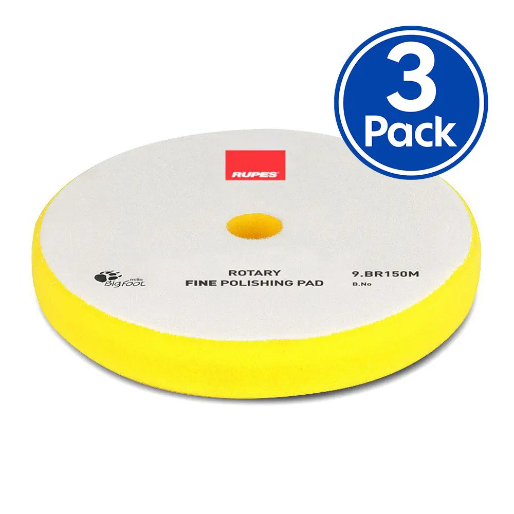 Rupes Bigfoot 130/135Mm Yellow Rotary Fine Polishing Pad 9.Br150m X 3 Pack 1
