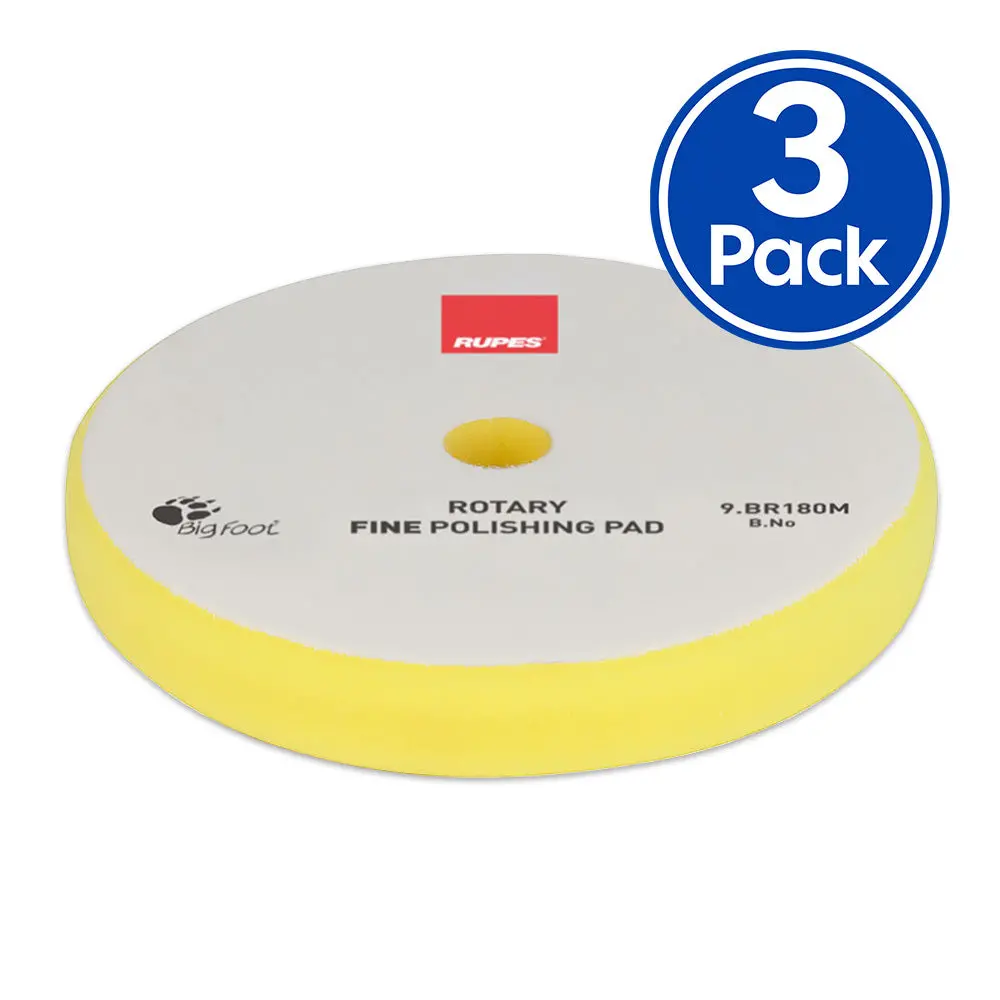 Rupes Bigfoot 155/160Mm Yellow Rotary Fine Polishing Pad 9.Br180m X 3 Pack 1