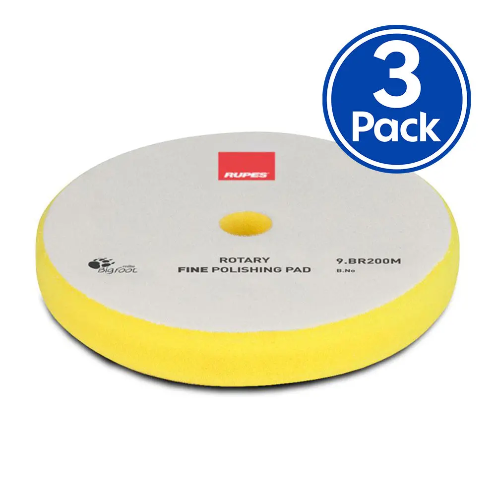 Rupes Bigfoot 175/180Mm Yellow Rotary Fine Polishing Pad 9.Br200m X 3 Pack 1