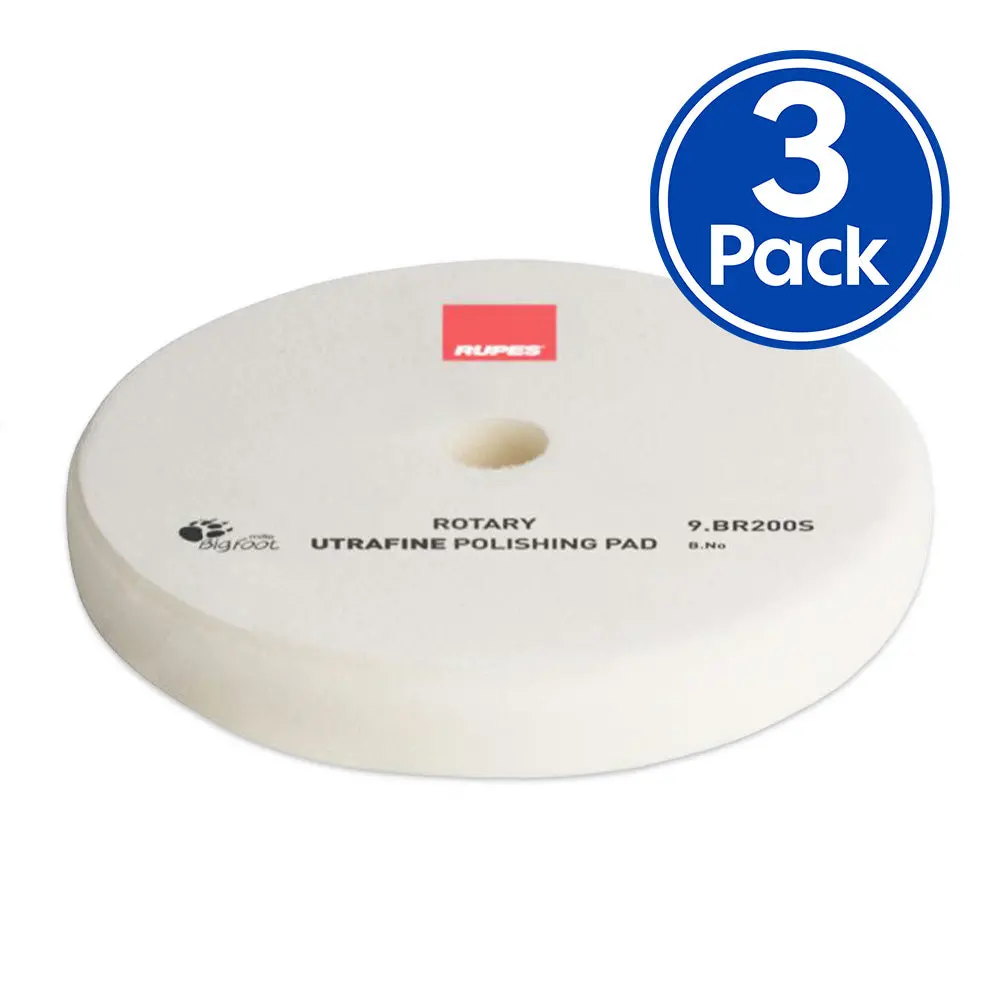 Rupes Bigfoot 175/180Mm White Rotary Ultra Fine Polishing Pad 9.Br200s X 3 Pack 1