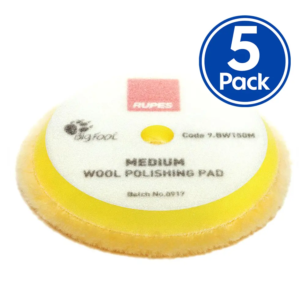 Rupes Bigfoot 130/145Mm Medium Wool Yellow Polishing Pad 9.Bw150m X 5 Pack 1
