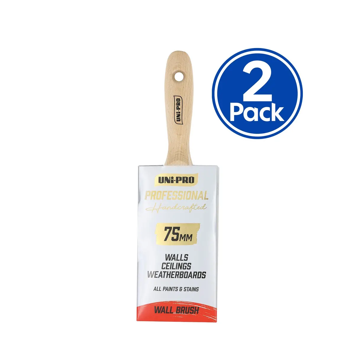 Uni-Pro Professional Wall Brush 75Mm Interior Exterior Painting Tool X2 1