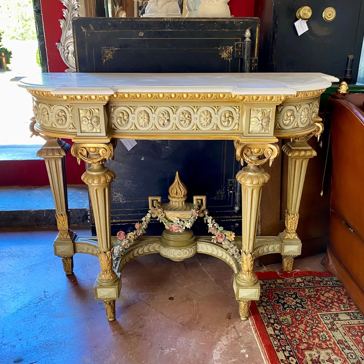 Beautiful Antique Gilt Console With Marble Top - Sold 1
