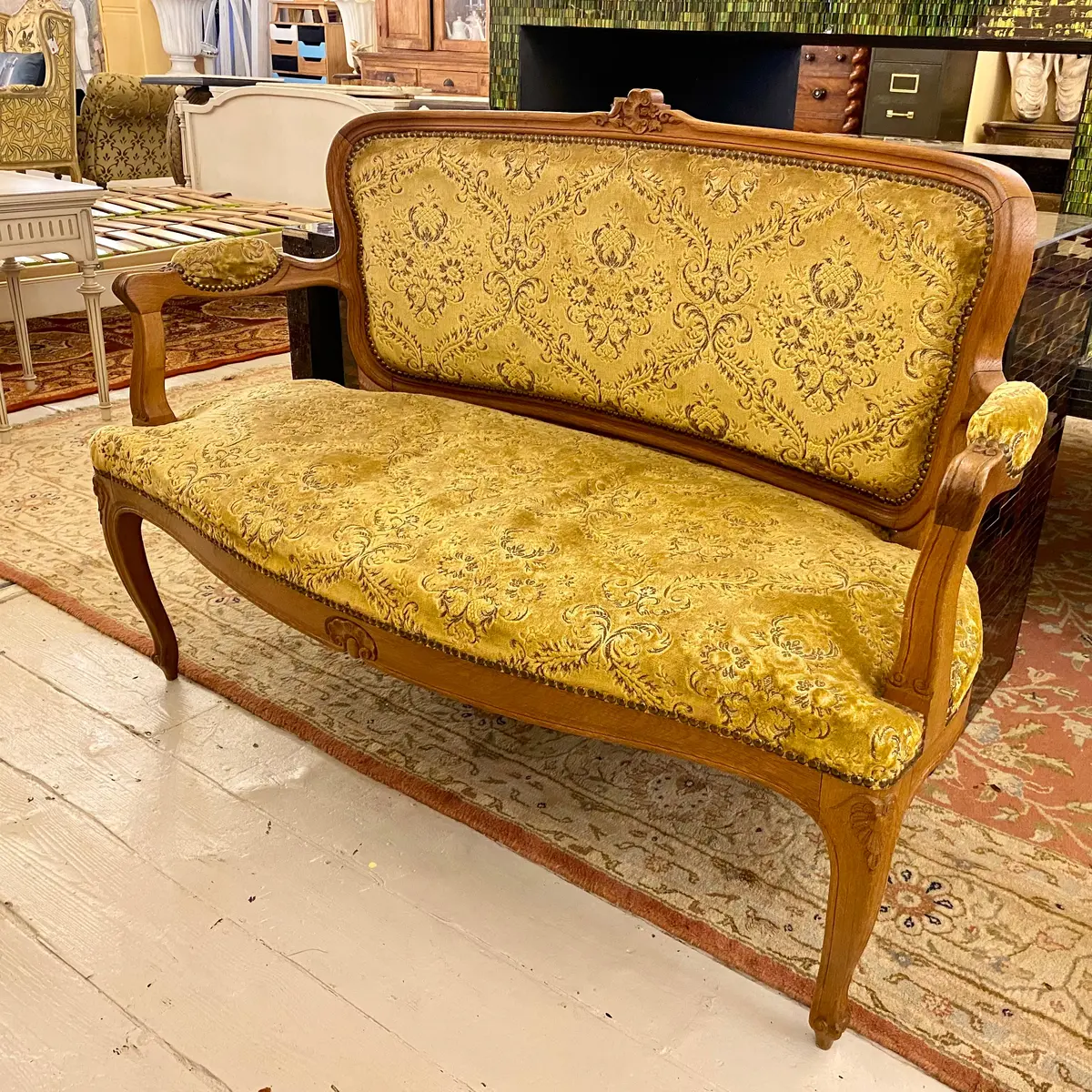 French Oak Upholstered Sofa 1