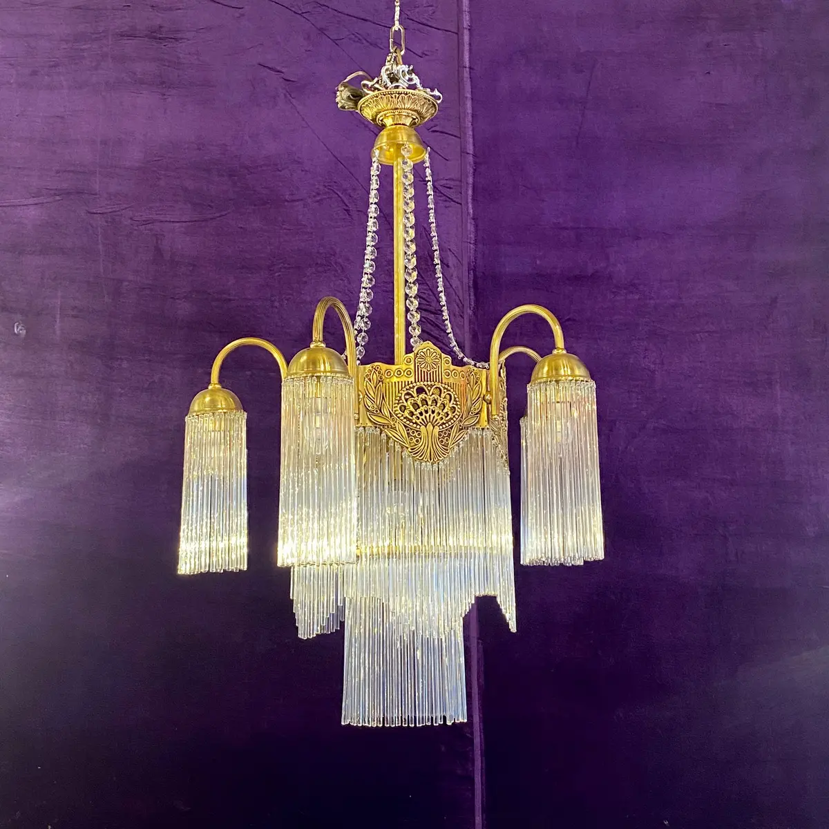 Elegant Brass Empire Style Chandelier - Sold 1
