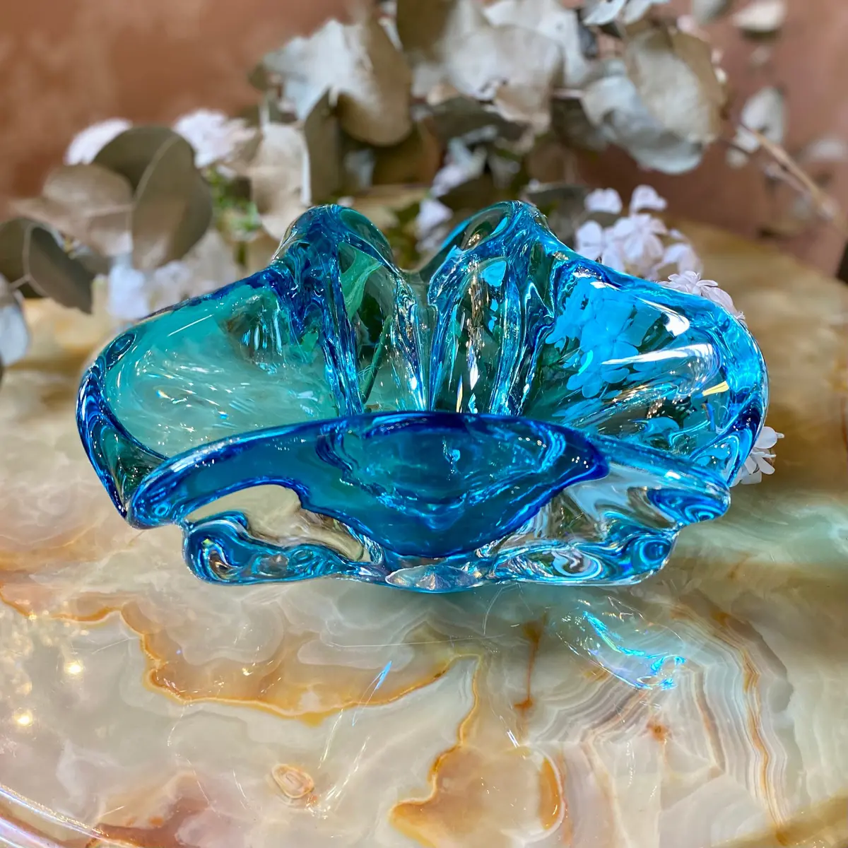 Beautiful Blue Vintage Murano Ashtray - Sold 1