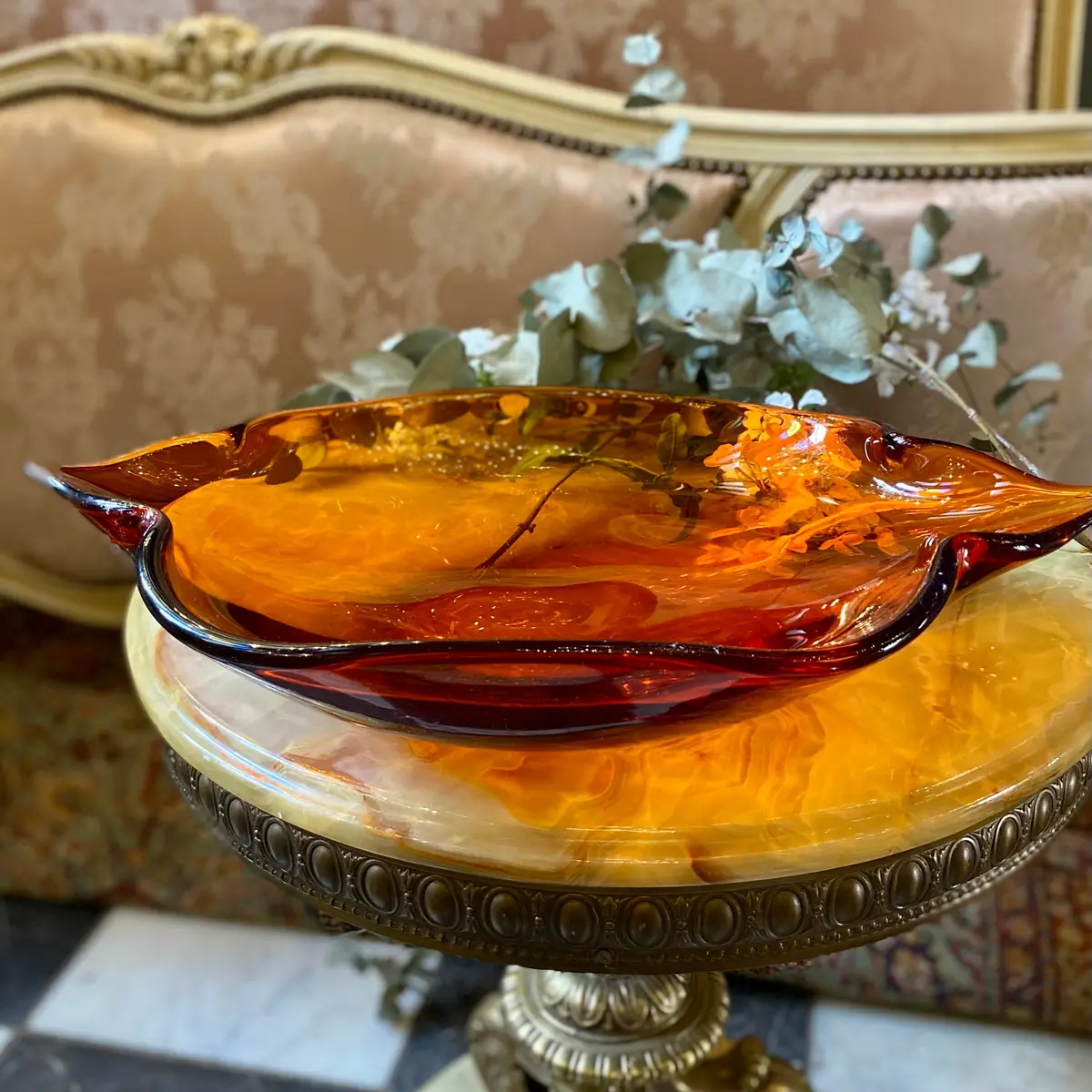 Large Burnt Orange Murano Tray - Sold 1