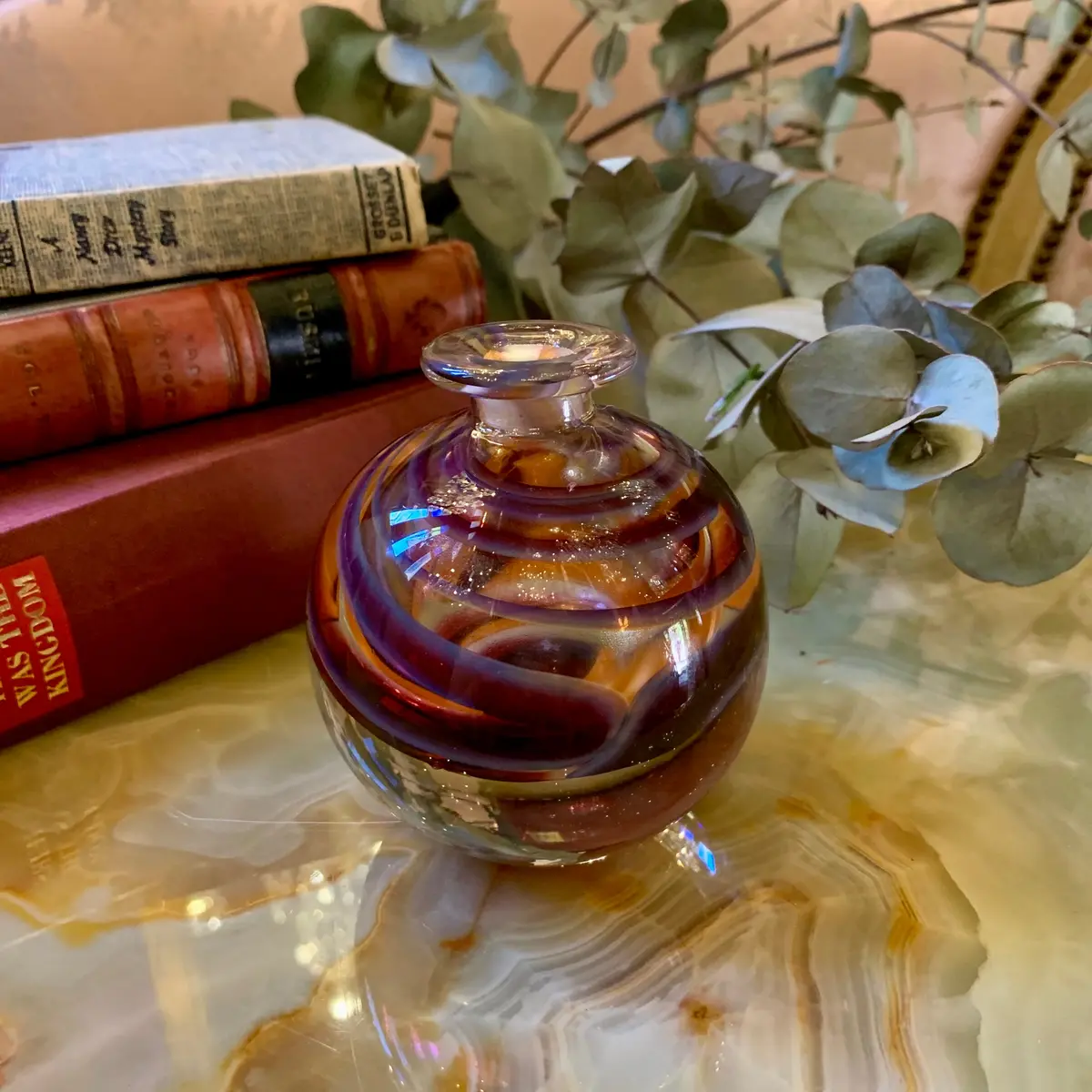 Petite Purple And Orange Swirl Murano Vase 1