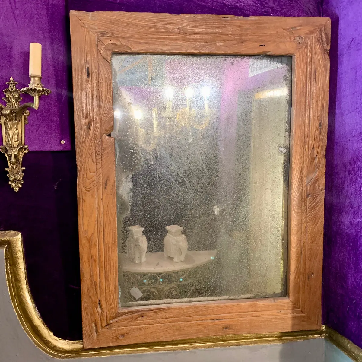 Aged Mirror In Rustic Wooden Frame 1