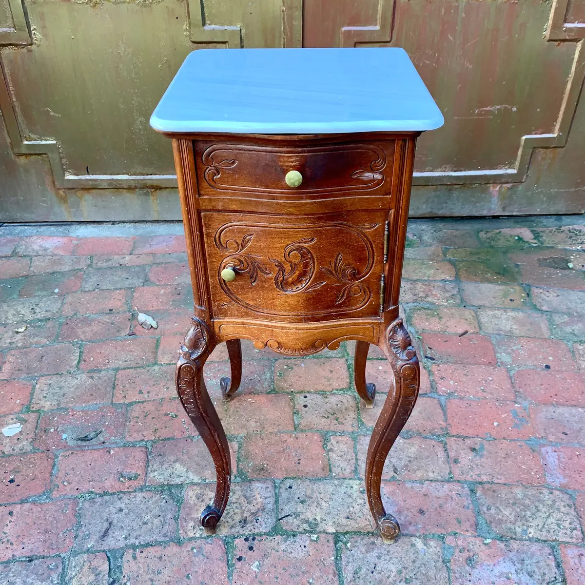 Beautiful Single Carved Antique Bedside Pedestal - Sold 2