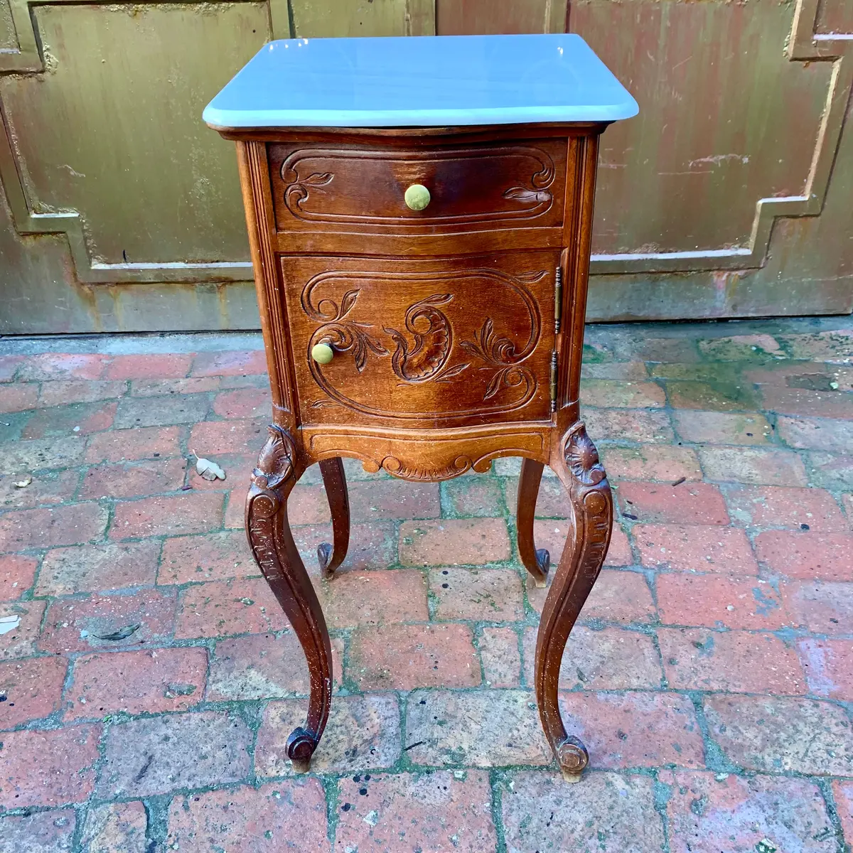 Beautiful Single Carved Antique Bedside Pedestal - Sold 1