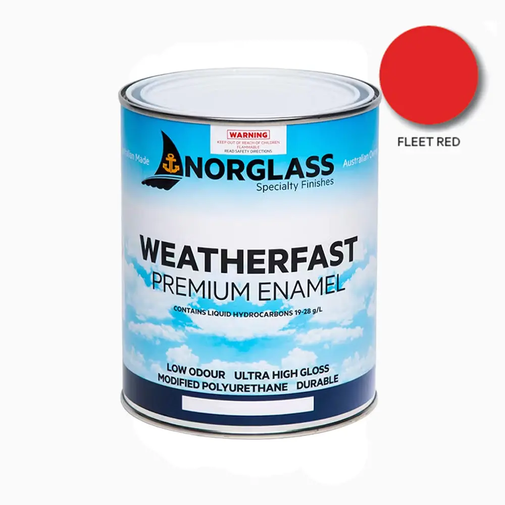 Norglass Weatherfast Marine Premium Enamel 500Ml Fleet Red High Gloss 1
