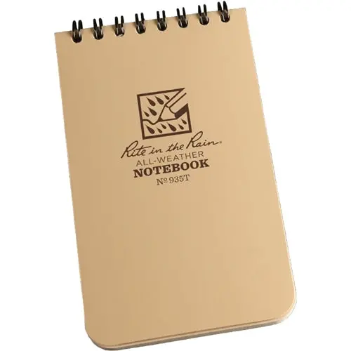 Rite-In-The-Rain - 3"X 5" Shirt Pocket, Top-Spiral, Notebooks, Tan, #935T, Box Of 12 1