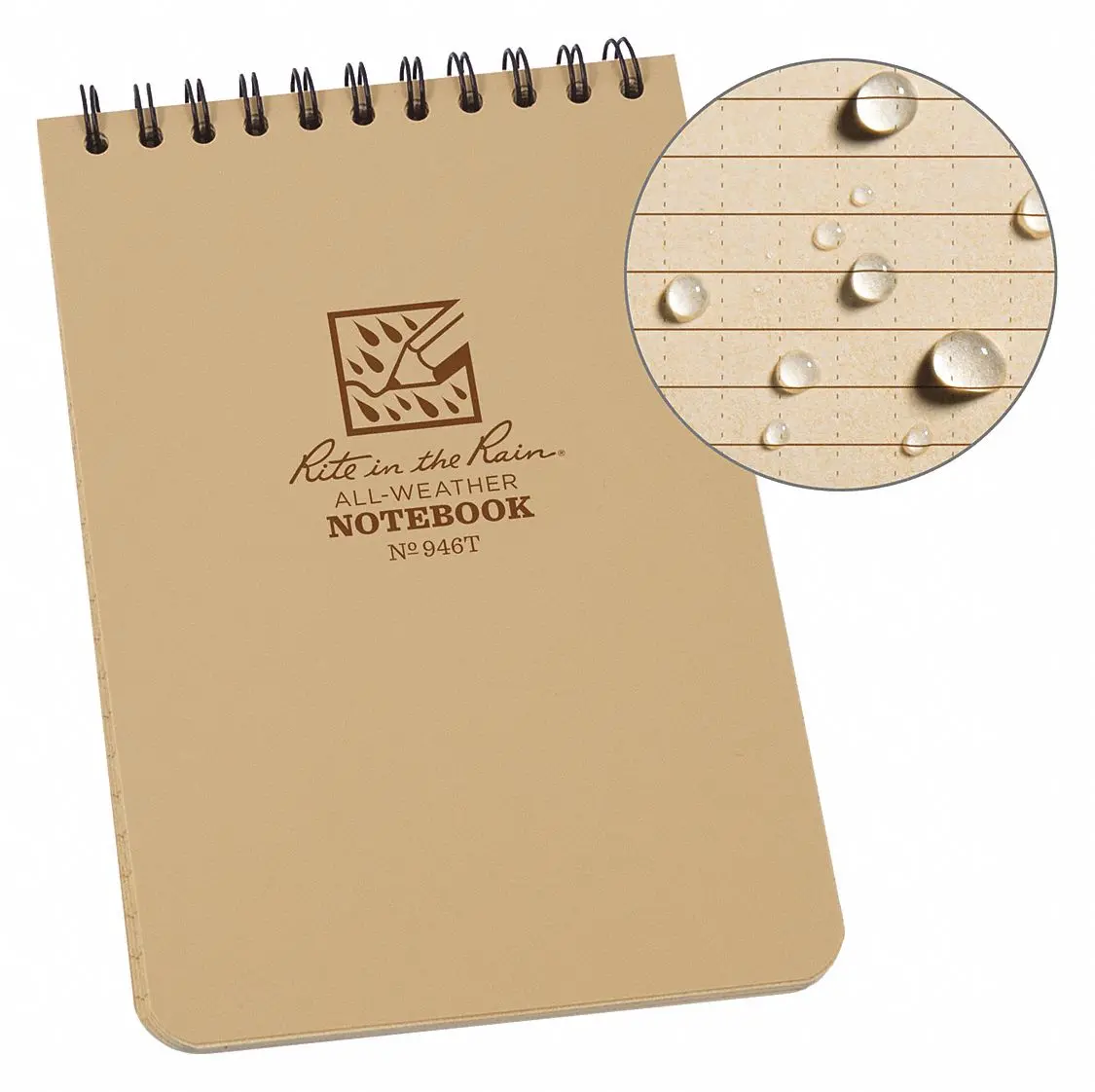Rite-In-The-Rain - 4"X 6" Shirt Pocket, Top-Spiral, Notebooks, Tan, #946T, Box Of 12 1