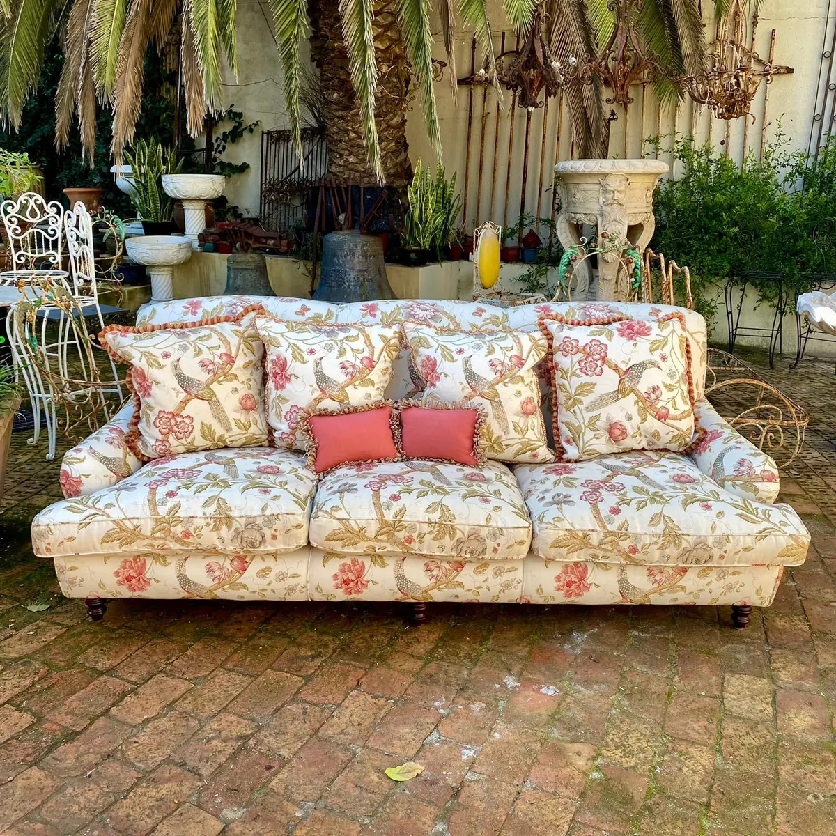 Vintage Upholstered Sofa With Feather Cushions - Sold 1