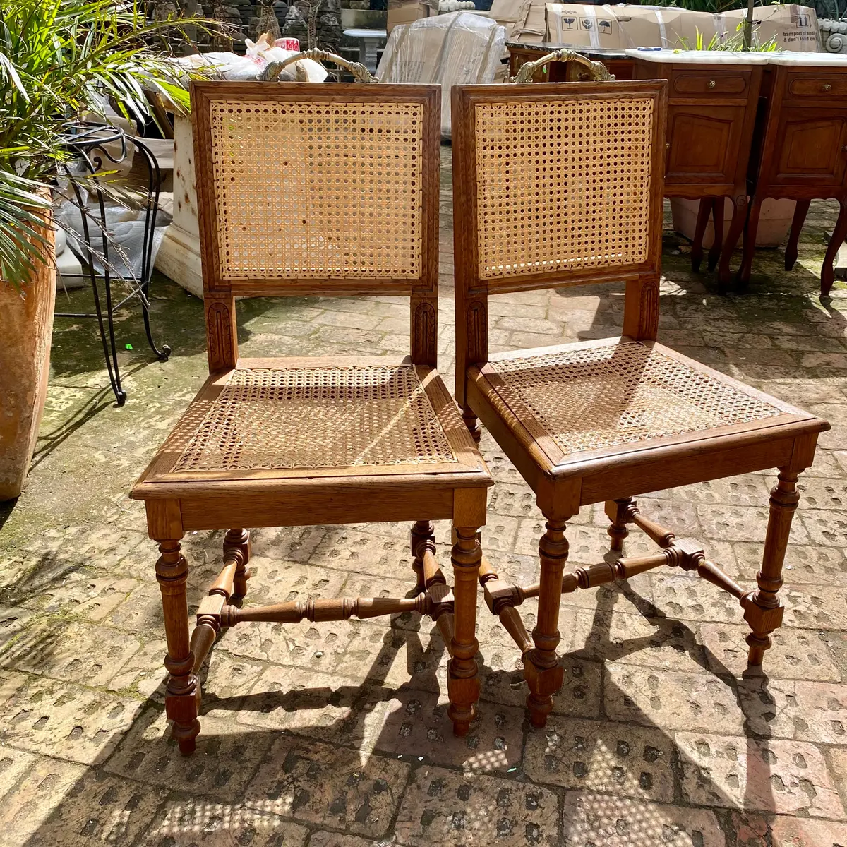Wicker And Oak Dining Chairs 1
