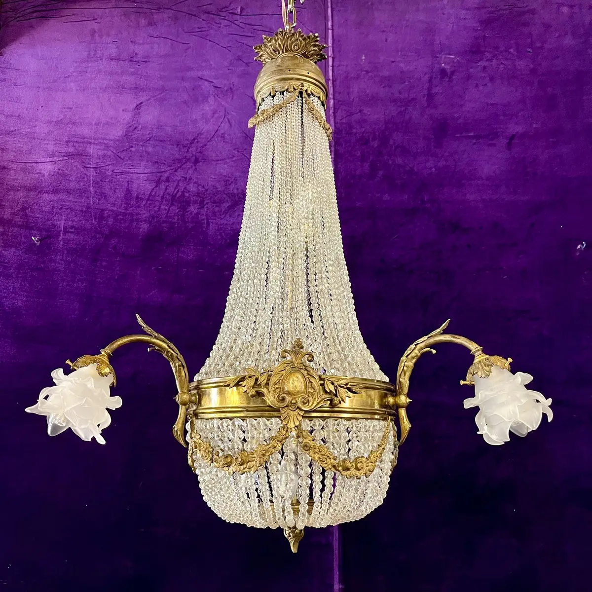 Empire Style Gilt Bronze And Crystal Chandelier, C. Early 20Th Century 1