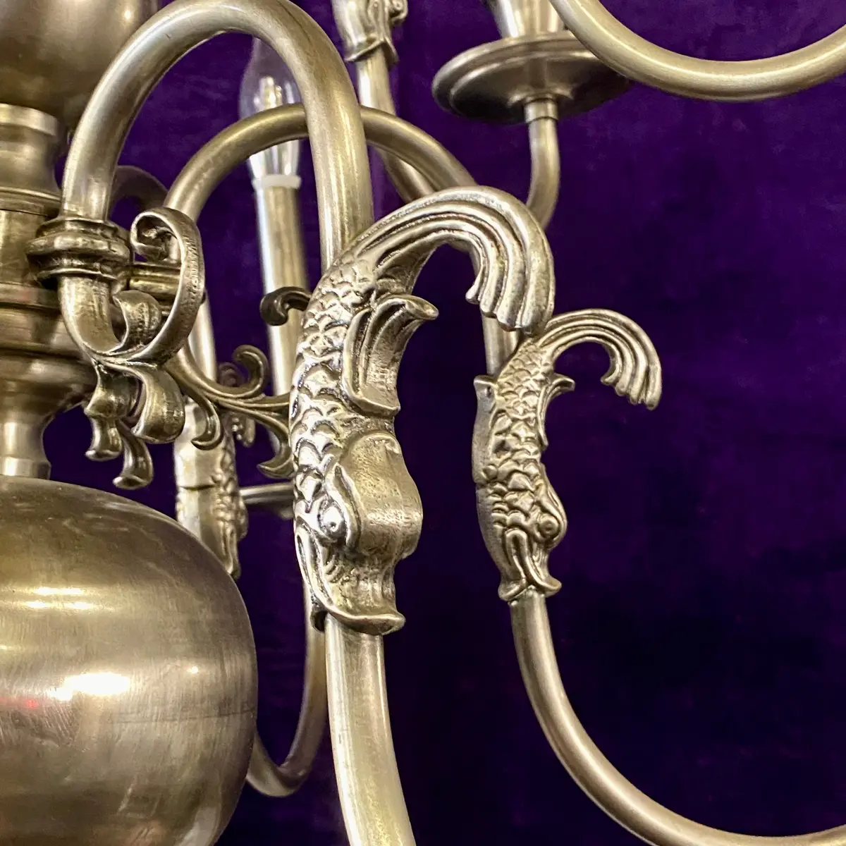 Impressive Double Tier Antique Flemish Chandelier In Aged Nickel Finish - Sold 2