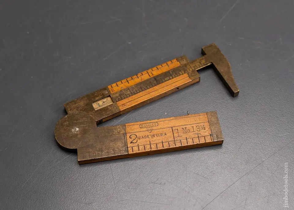 Rare And Fine Stanley No. 13 1/2  Wide Body Caliper Rule Boxwood - 95883 1