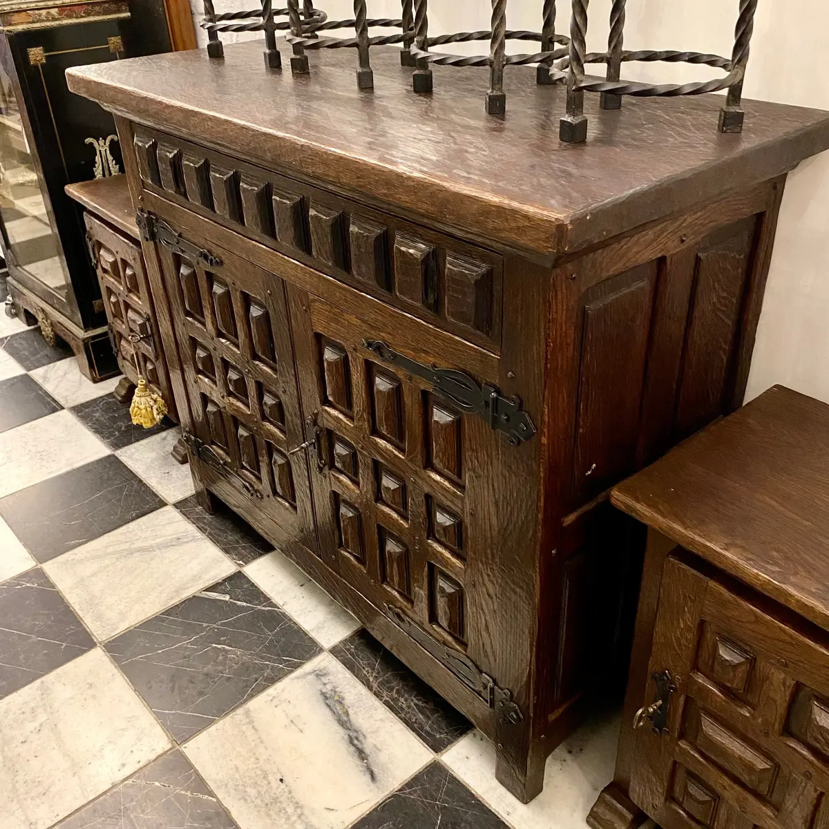 Larger Antique Oak Spanish Cabinet - Sold 2