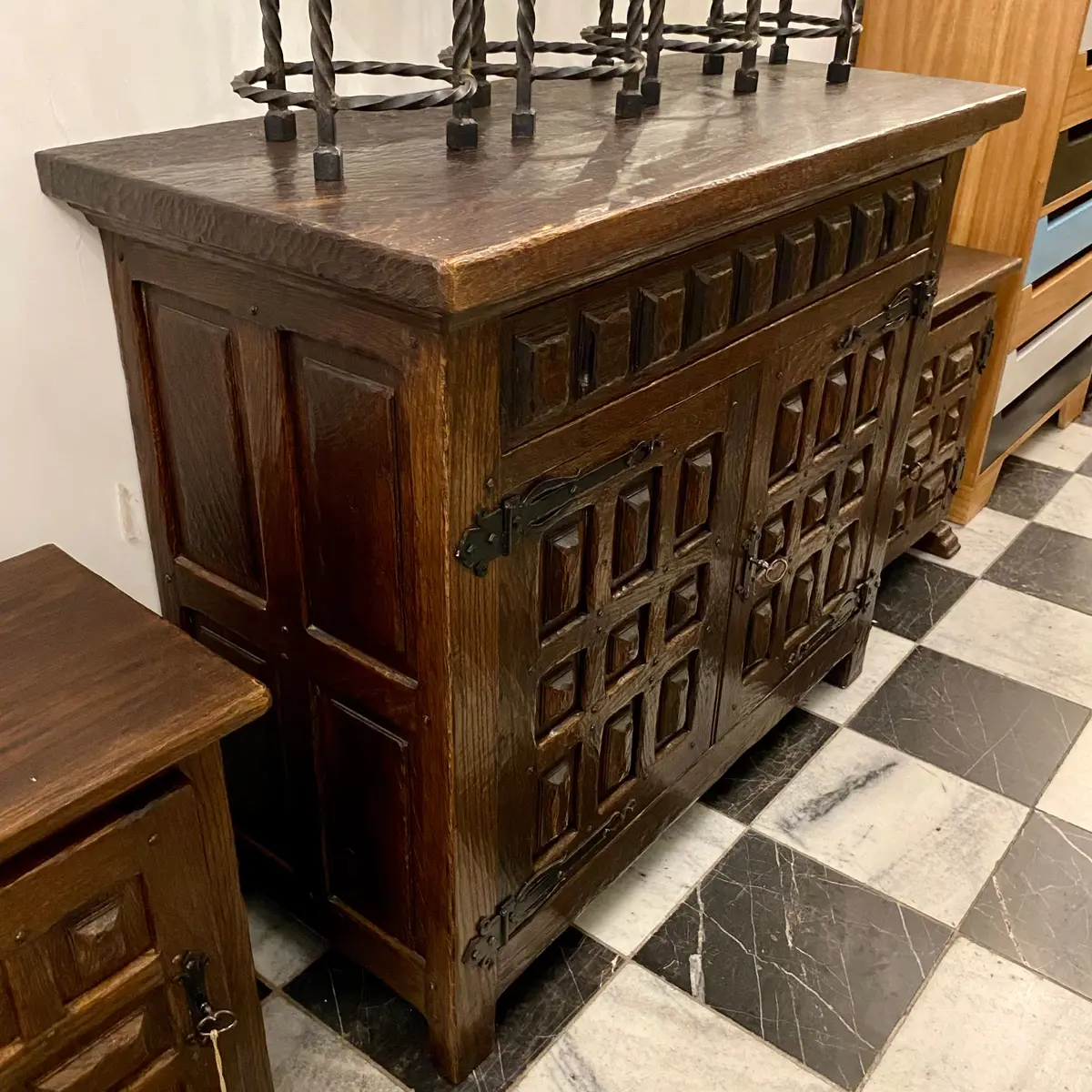 Larger Antique Oak Spanish Cabinet - Sold 1