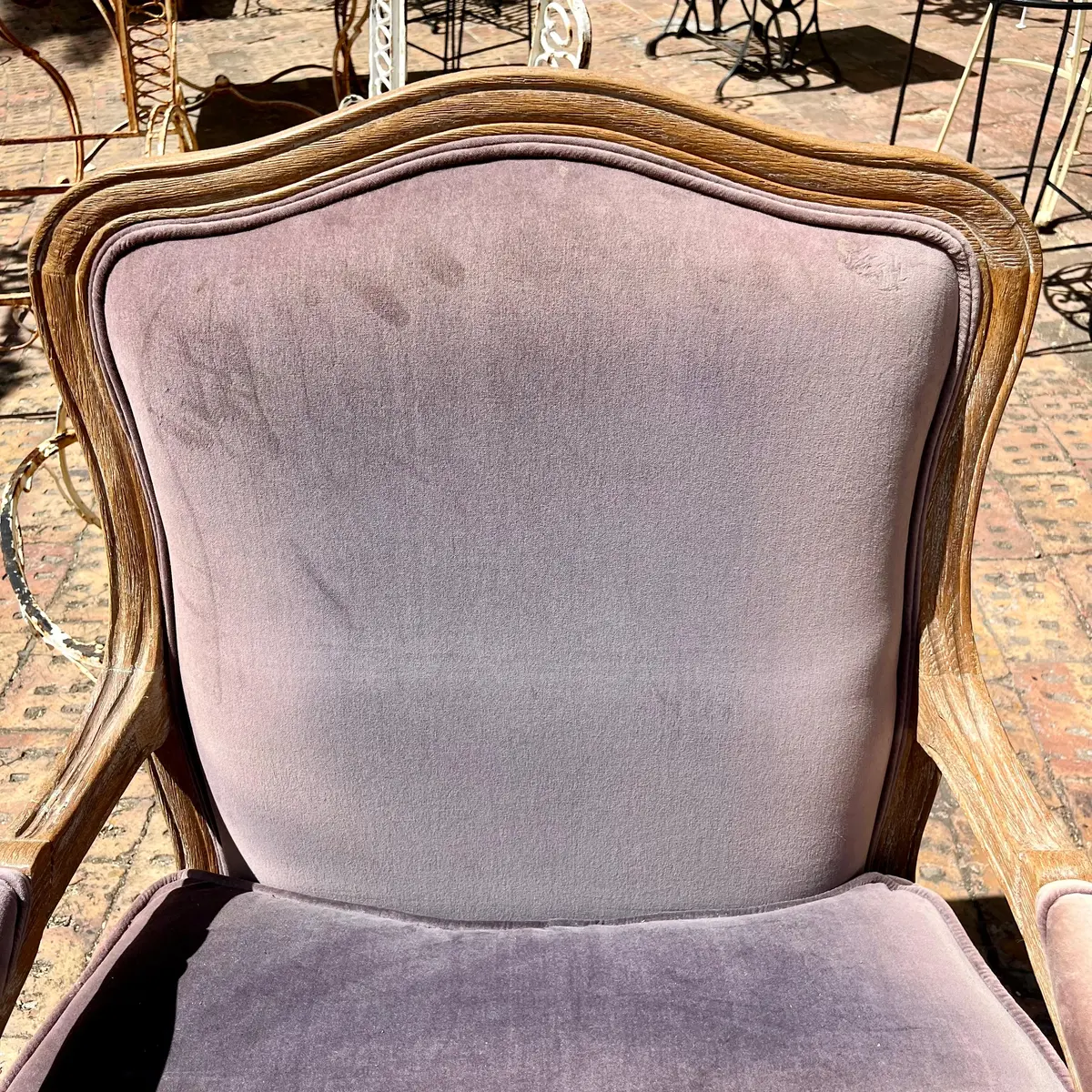 Pair Of Lavender Velvet Louis Xv Style Armchairs - Sold 2