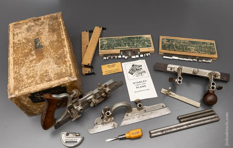 Rare & Complete Aluminum Stanley No. A45 Combination Plow Plane In Its Original Box - 96130 - As Of Jan 8 1