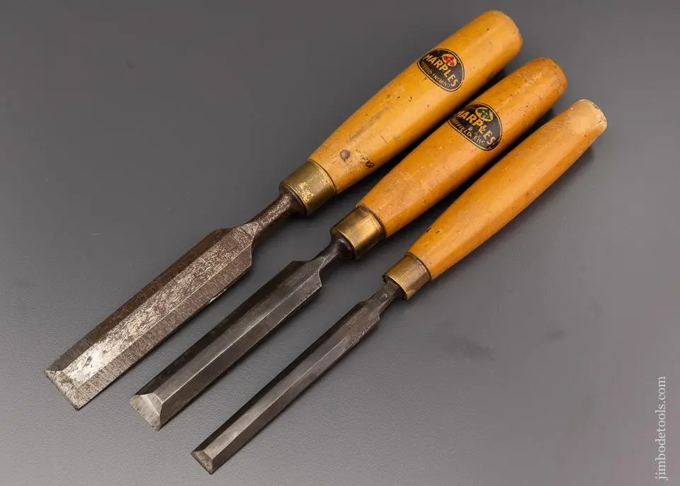Extra Fine Marples Set Of 3 Boxwood Handle Chisels - 96187 1