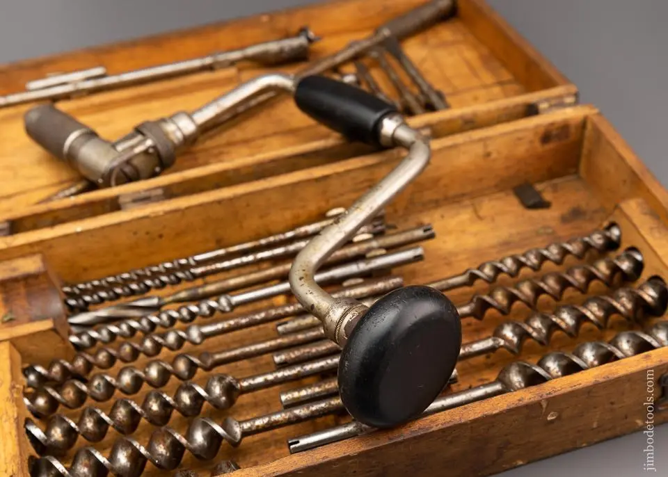 Very Rare Russell Jennings Patent Brace And Bit Set In Original Box 100% Complete - 96224 1
