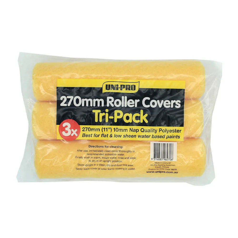 Uni-Pro Polyester Roller Covers Range 270Mm X 10Mm Nap Water Based Paints X 3 1