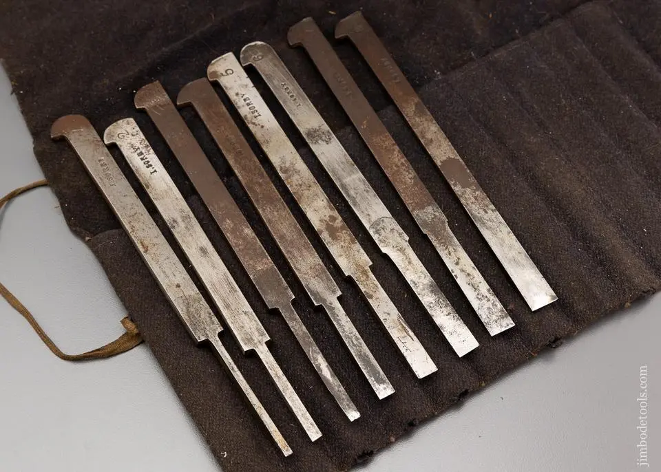 Fine Set Of 8 Plow Plane Irons By I. Sorby - 96329 1