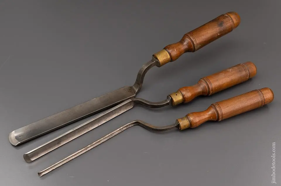 Fine Set Of 3 Pattern Maker’S Crank Neck Gouges By D.R. Barton - 96360 1