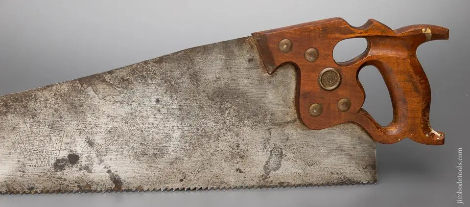 Fine Disston D-8 Thumbhole Rip Hand Saw - 96392 1
