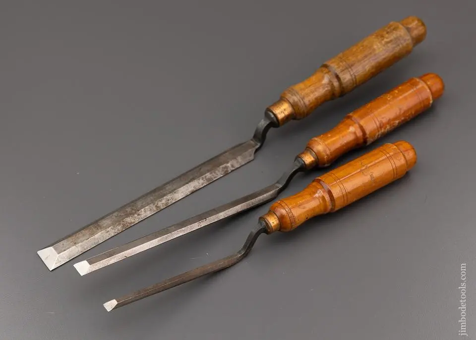 3 Fine Buck Bros. Pattern Maker’S Crank Neck Paring Chisels - 96416 1