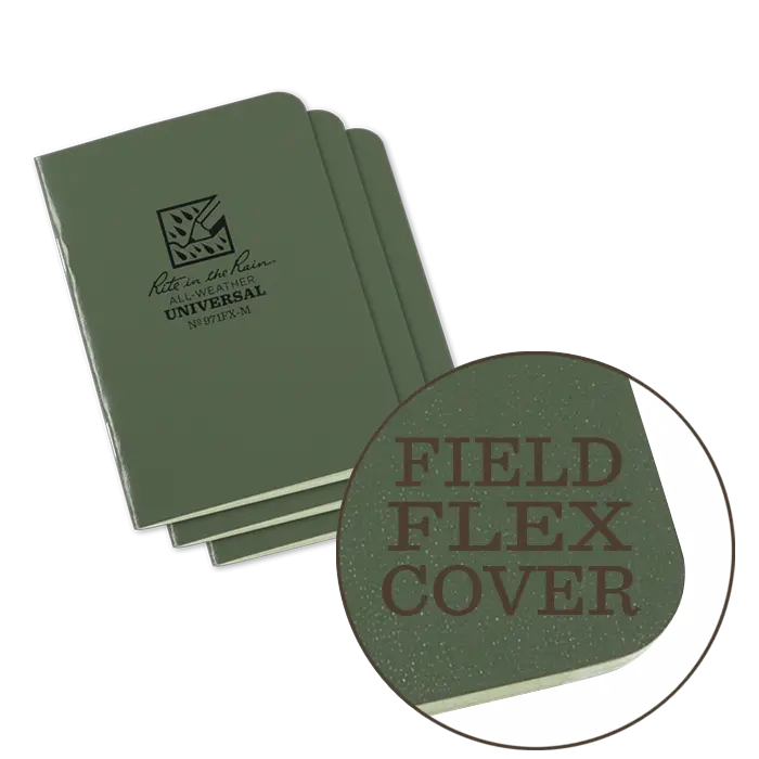 Rite-In-The-Rain - #971Fx-M Mini-Stapled Notebook, Universal, Green, Pkg Of 3 1