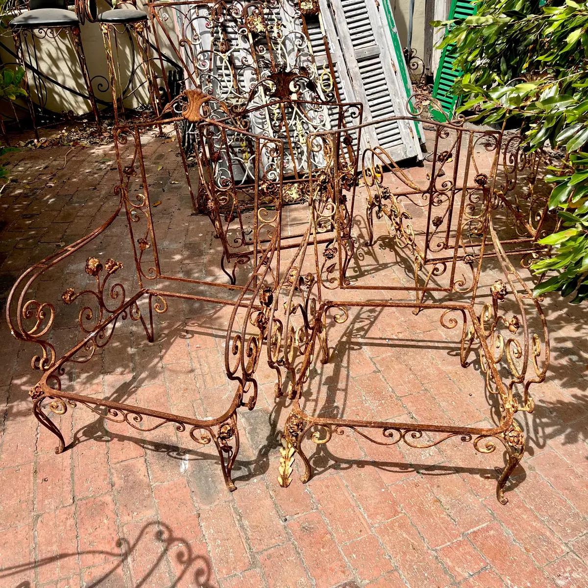 Pair Of Wrought Iron Armchairs 1