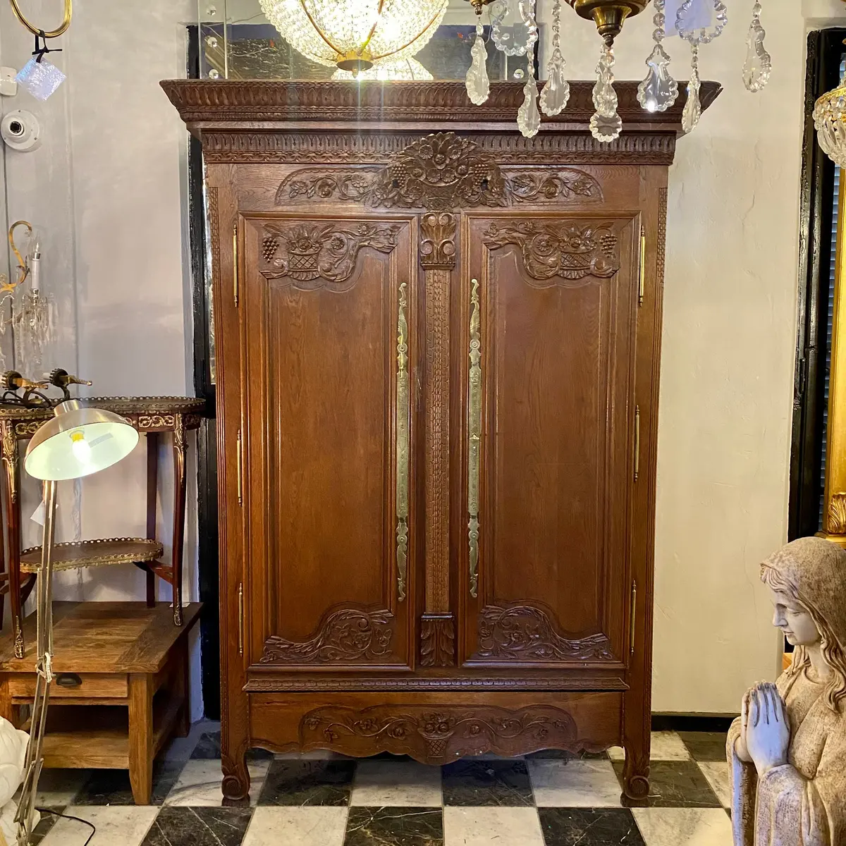 A 19Th Century French Oak Wedding Armoire With Impressive Brass Escutcheons - Sold 1