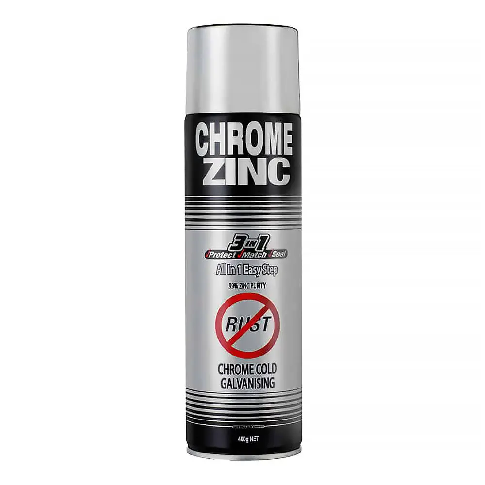 Silver Zinc Supplies 3 In 1 Cold Galvanising Metal Primer Chrome 400G Aerosol 99% Zinc 1