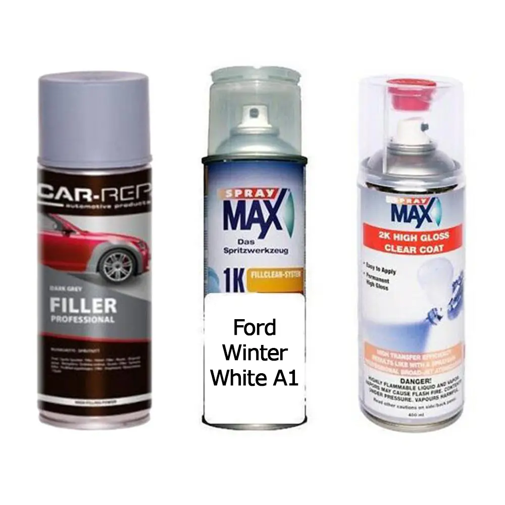 Auto Touch Up Paint Ford Winter White A1 Plus 2K Clear Coat & Primer 1